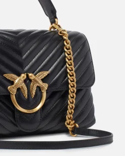 Sacs À Main|PINKO Classic Lady Love Bag Puff Chevron Noir-Vieil Or