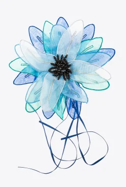 Sacs À Bandoulière|PINKO Classic Lady Love Bag Puff Avec Fleur En Organza Bleu Raphia-Or Antique