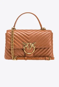 Sacs À Main|PINKO Classic Lady Love Bag Puff Chevron Cognac-Or Antique