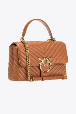 Sacs À Main|PINKO Classic Lady Love Bag Puff Chevron Cognac-Or Antique
