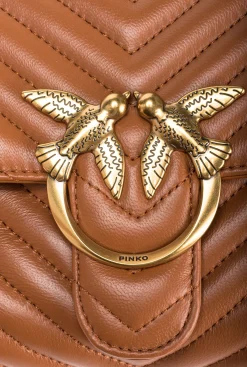 Sacs À Main|PINKO Classic Lady Love Bag Puff Chevron Cognac-Or Antique