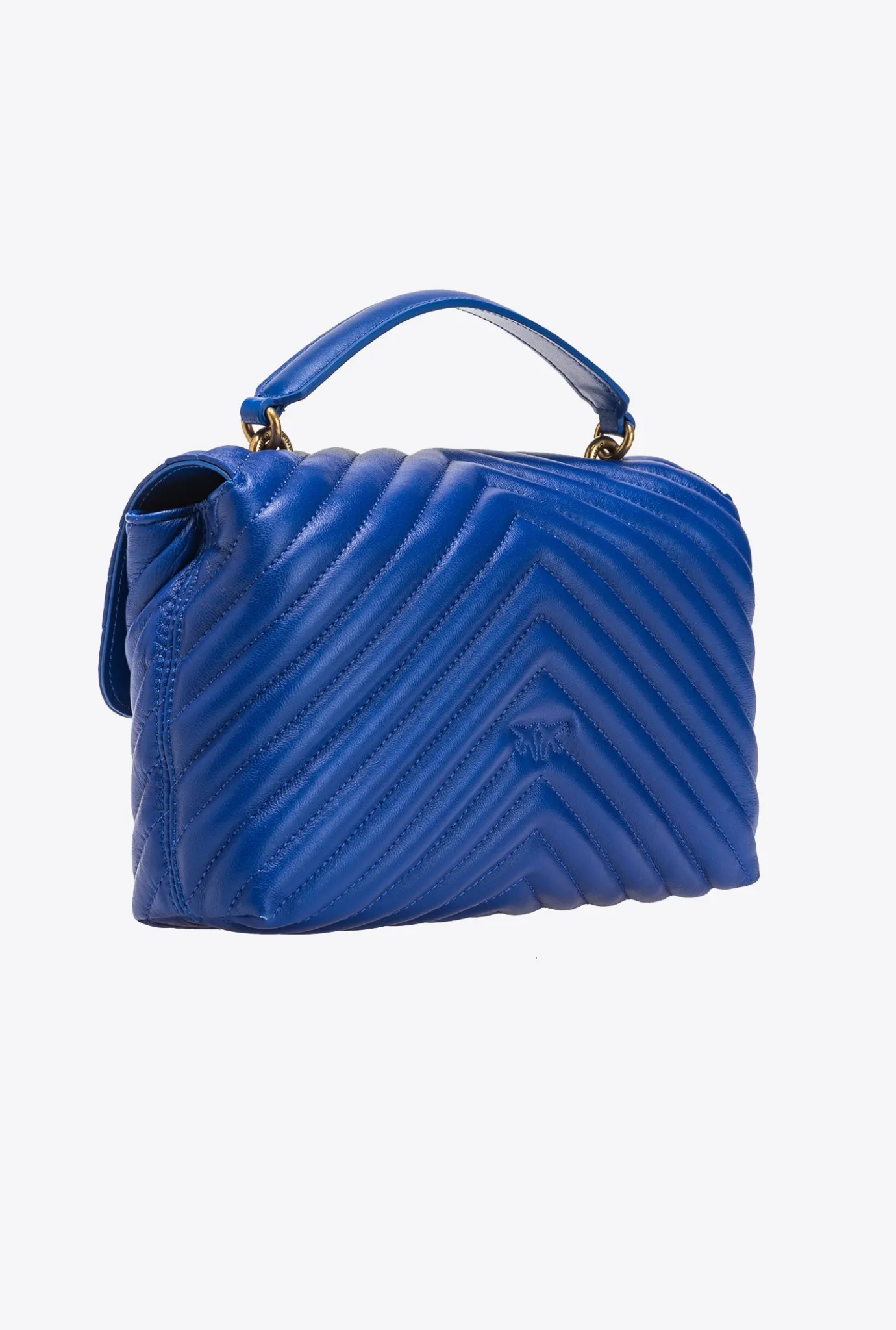 Sacs À Main|PINKO Classic Lady Love Bag Puff Chevron Bleu Clematite-Or Antique