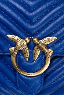 Sacs À Main|PINKO Classic Lady Love Bag Puff Chevron Bleu Clematite-Or Antique