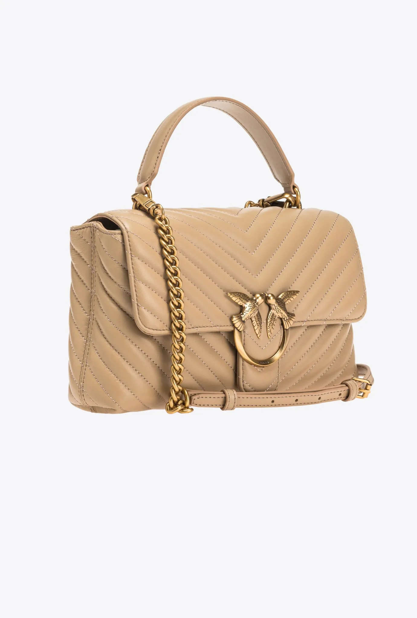 Sacs À Main|PINKO Classic Lady Love Bag Puff Chevron Sable-Or Antique