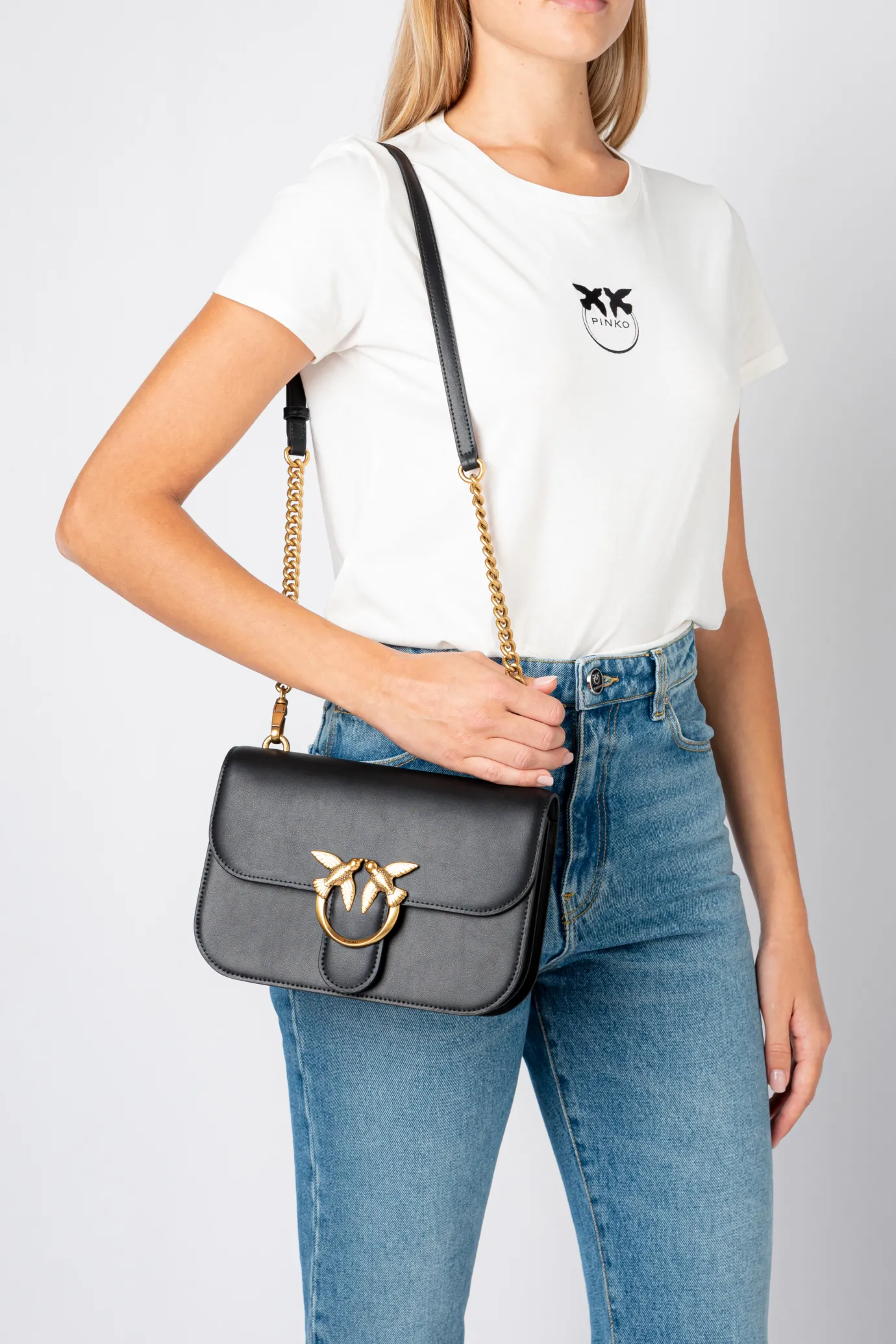 Sacs À Bandoulière|PINKO Classic Love Bag Bell Simply Noir-Vieil Or