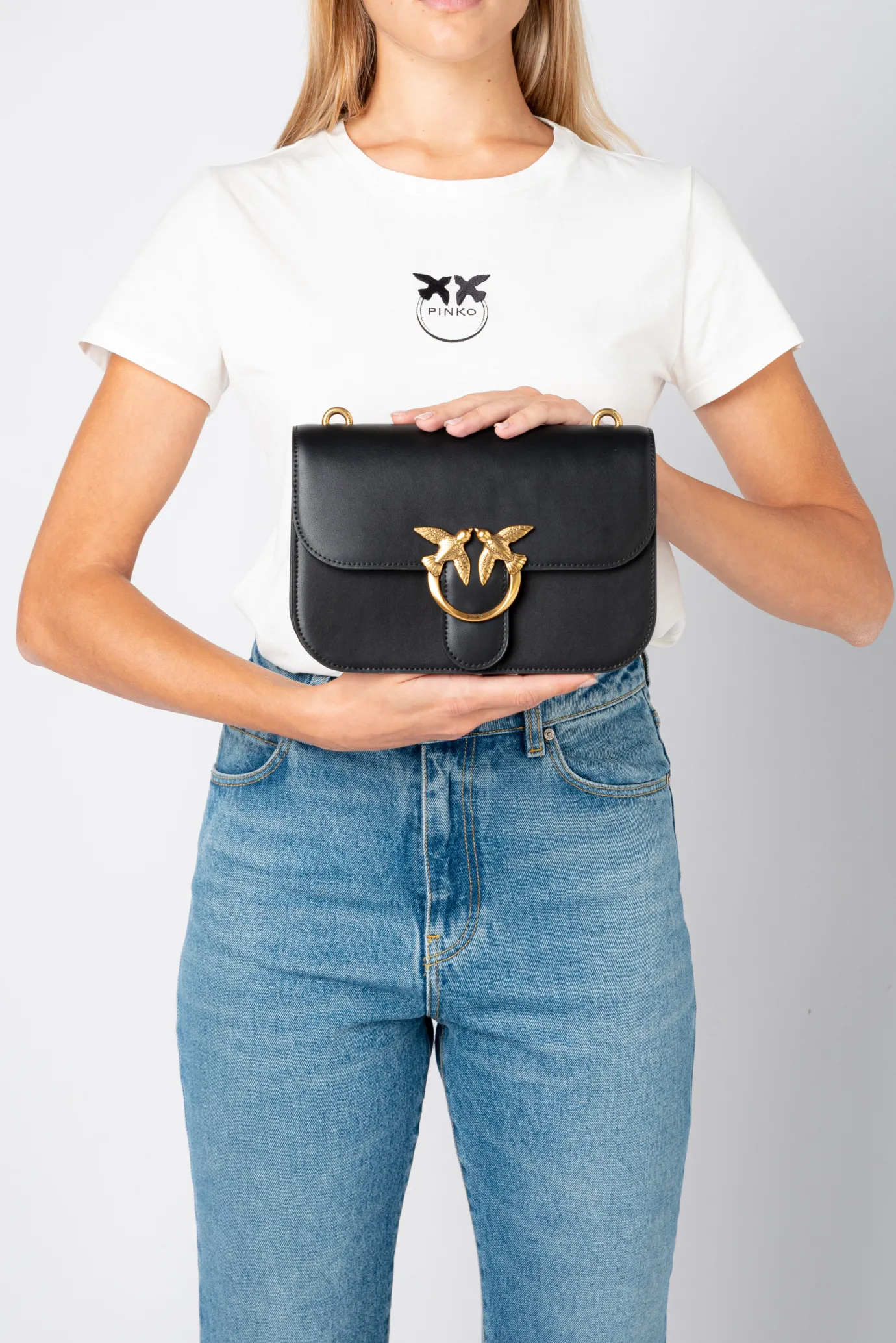 Sacs À Bandoulière|PINKO Classic Love Bag Bell Simply Noir-Vieil Or