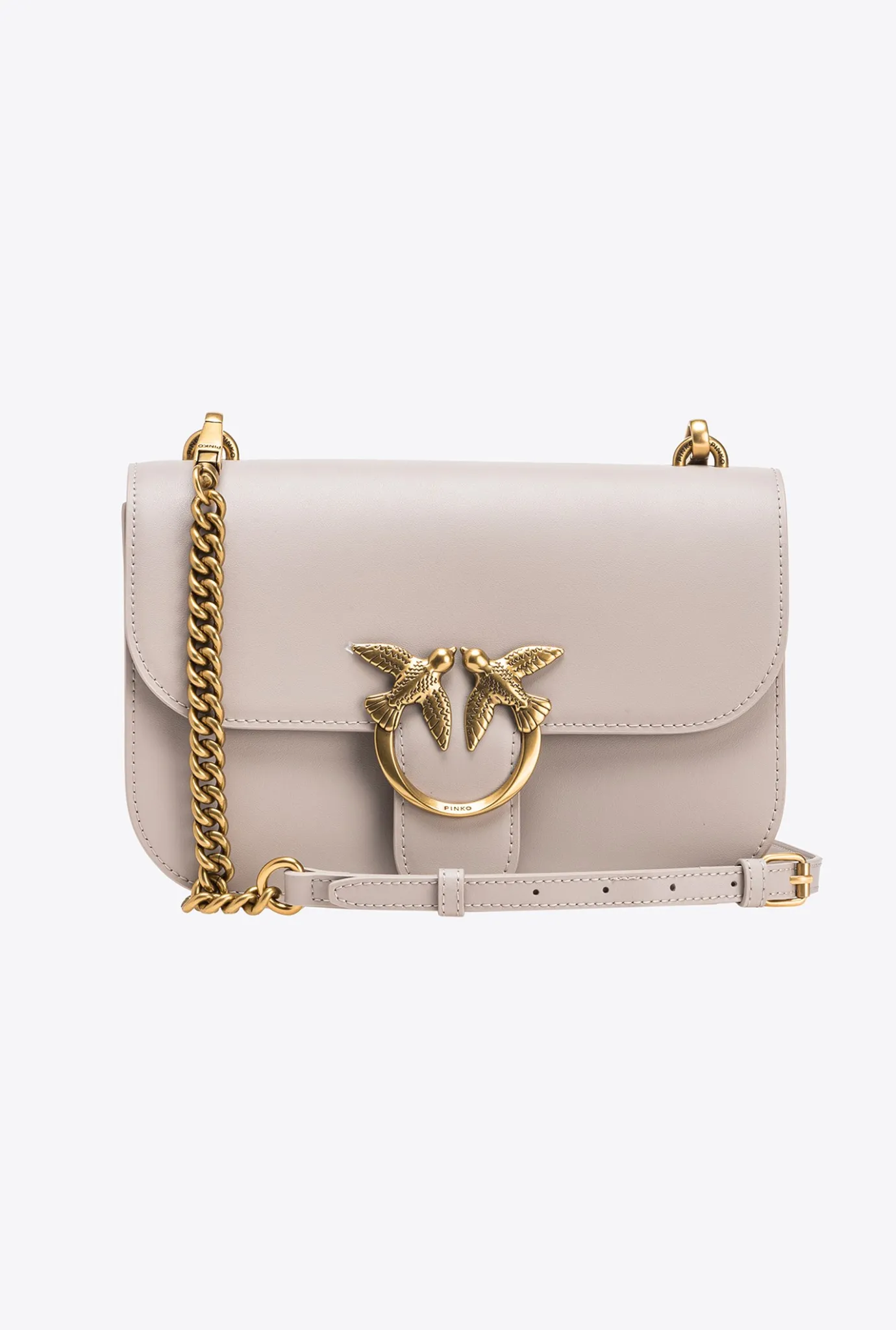 Sacs À Bandoulière|PINKO Classic Love Bag Bell Simply Gris Manchot-Or Antique