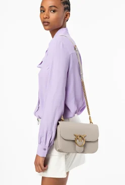 Sacs À Bandoulière|PINKO Classic Love Bag Bell Simply Gris Manchot-Or Antique