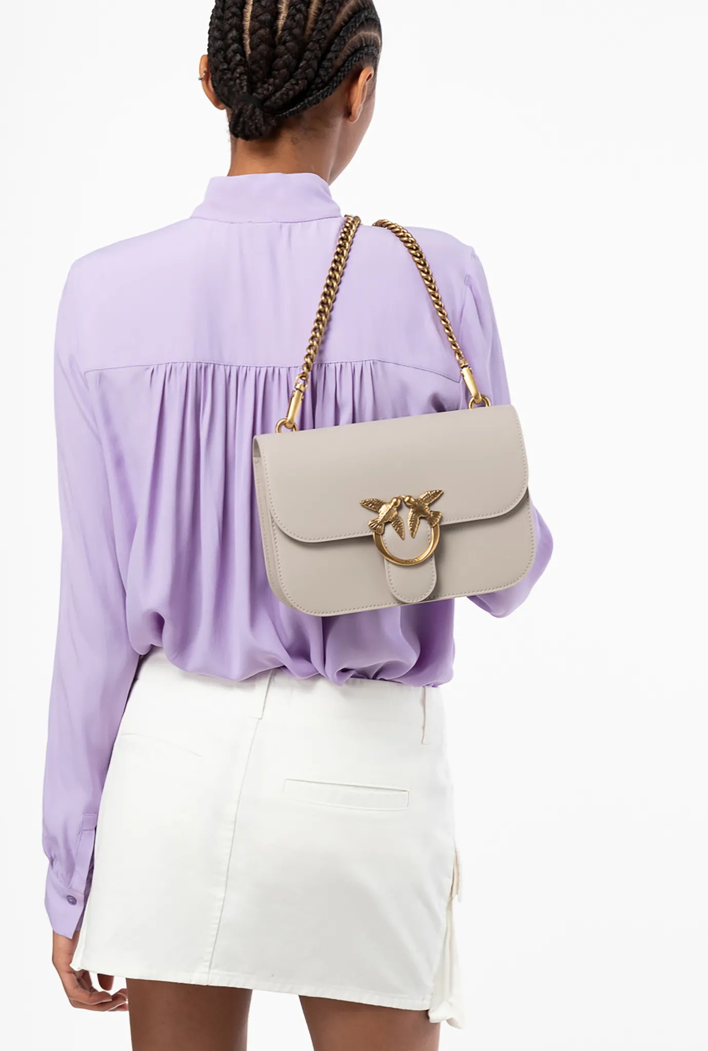 Sacs À Bandoulière|PINKO Classic Love Bag Bell Simply Gris Manchot-Or Antique
