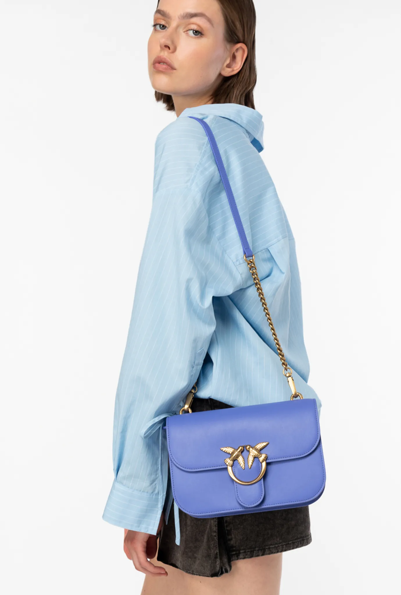 Sacs À Bandoulière|PINKO Classic Love Bag Bell Simply Bleu Corse-Or Antique