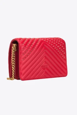 Sacs À Bandoulière|PINKO Classic Love Bag Click Chevron Studs Rouge Grenat-Or Antique