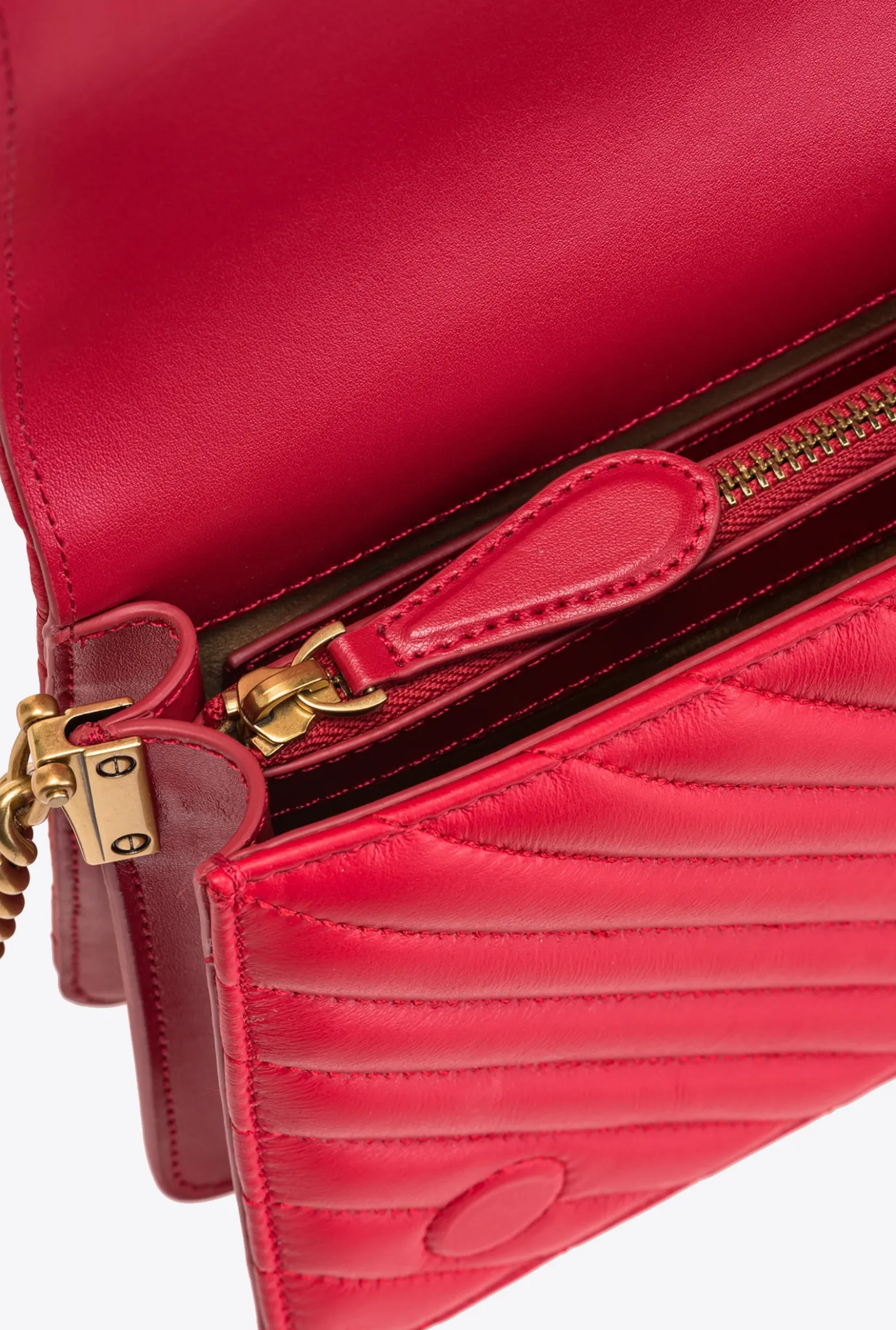 Sacs À Bandoulière|PINKO Classic Love Bag Click Chevron Studs Rouge Grenat-Or Antique