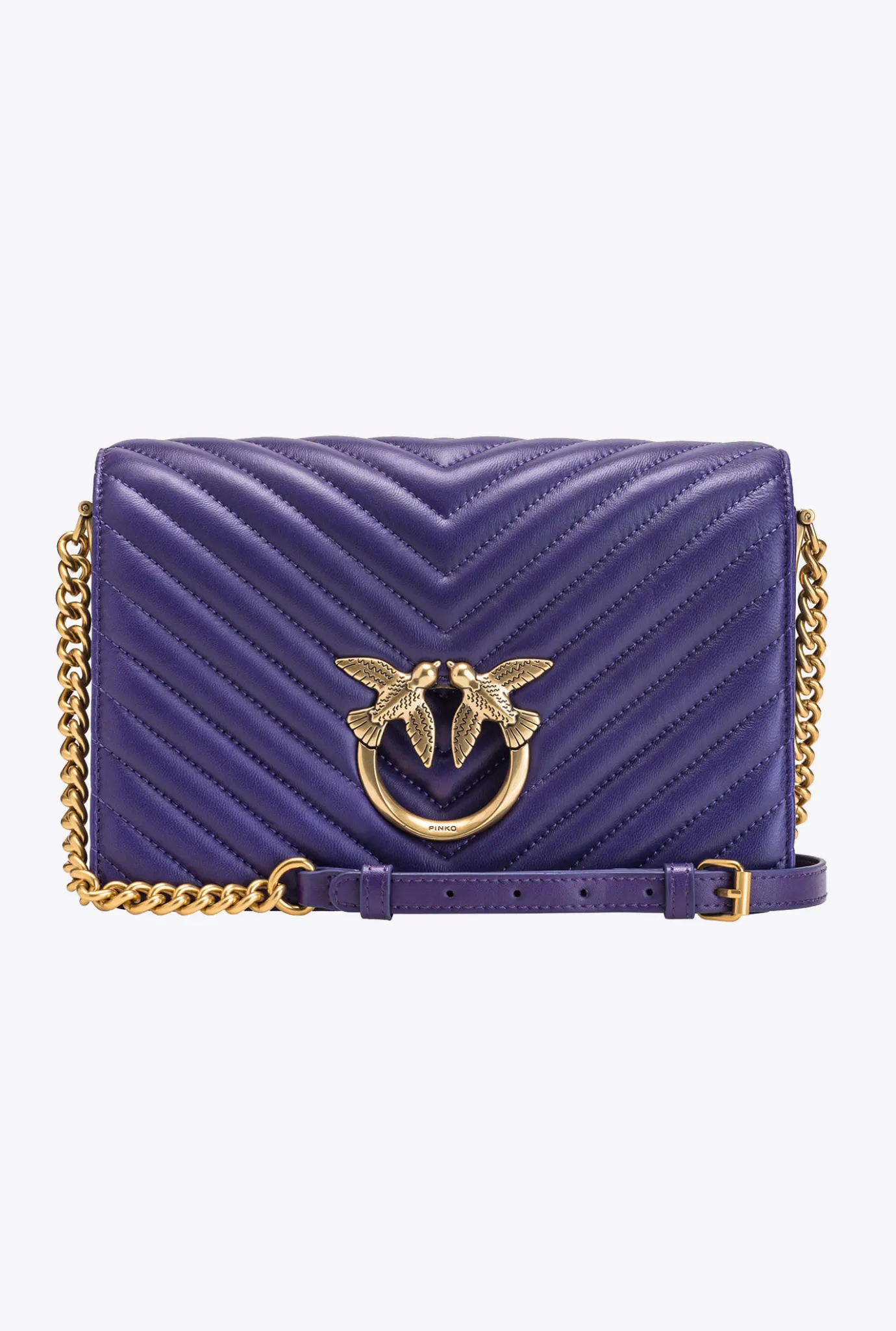 Sacs À Bandoulière|PINKO Classic Love Bag Click Chevron Violet Frangipanier-Or Antique