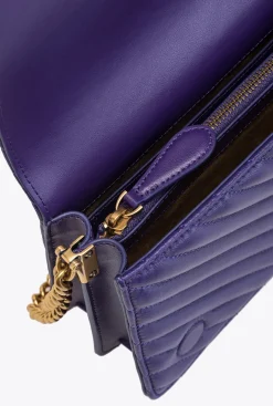 Sacs À Bandoulière|PINKO Classic Love Bag Click Chevron Violet Frangipanier-Or Antique