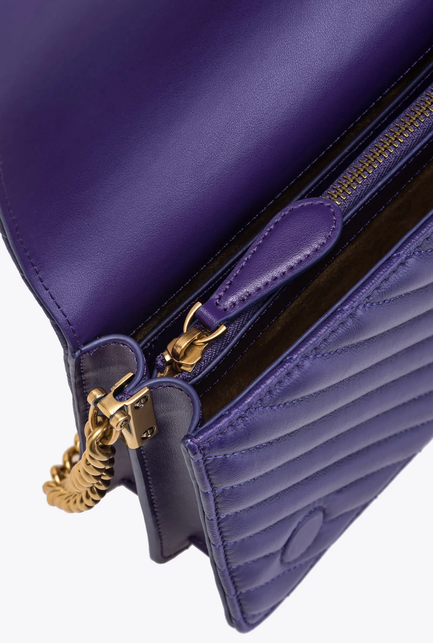 Sacs À Bandoulière|PINKO Classic Love Bag Click Chevron Violet Frangipanier-Or Antique