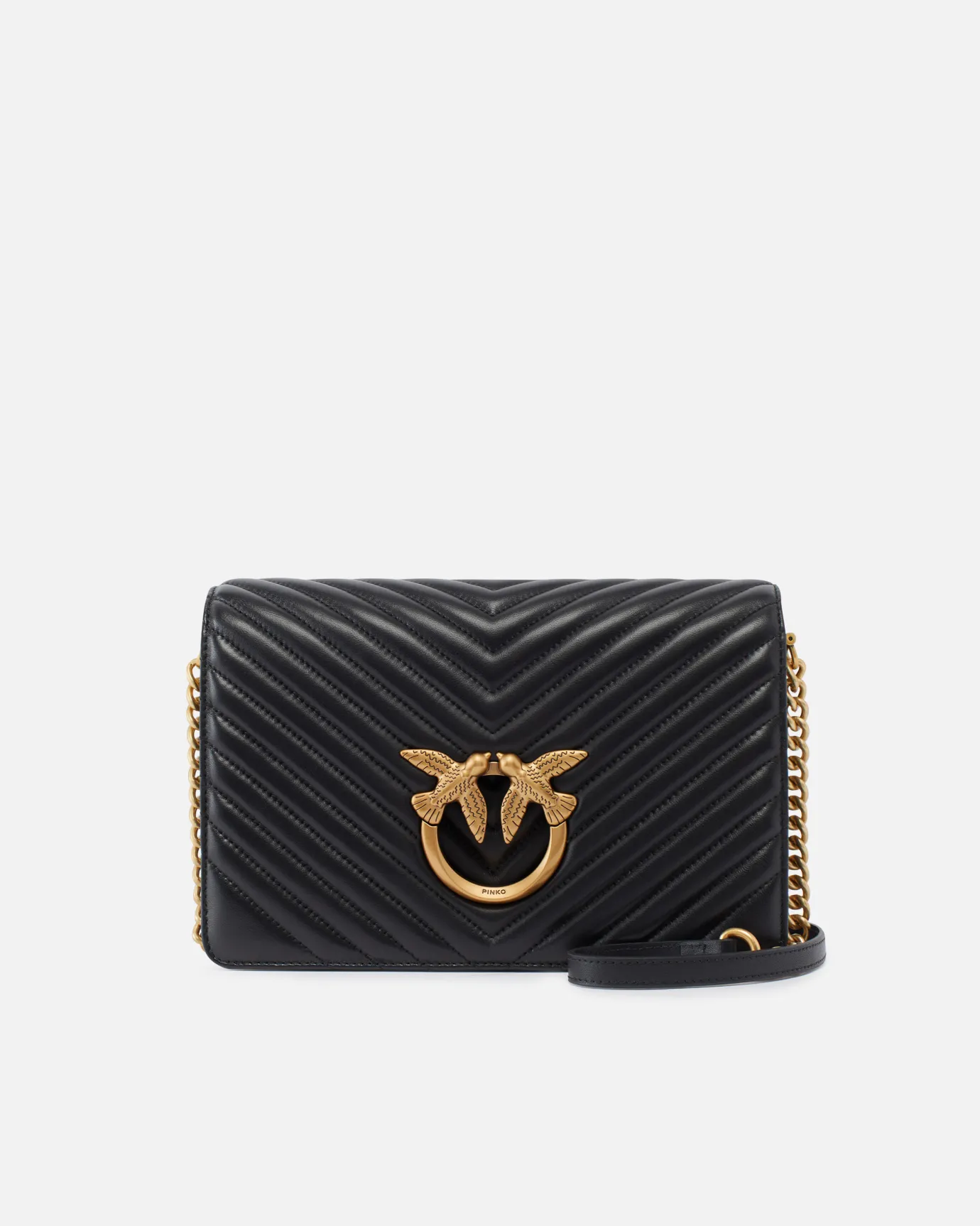 Sacs À Bandoulière|PINKO Classic Love Bag Click Chevron Noir-Vieil Or