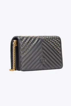 Sacs À Bandoulière|PINKO Classic Love Bag Click Chevron Studs Noir-Vieil Or