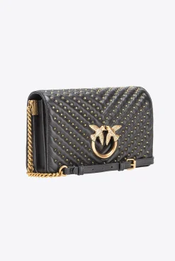 Sacs À Bandoulière|PINKO Classic Love Bag Click Chevron Studs Noir-Vieil Or