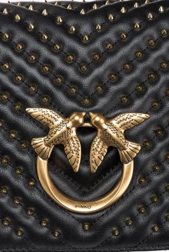 Sacs À Bandoulière|PINKO Classic Love Bag Click Chevron Studs Noir-Vieil Or