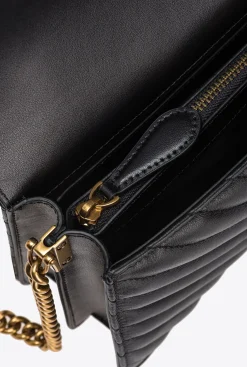 Sacs À Bandoulière|PINKO Classic Love Bag Click Chevron Studs Noir-Vieil Or
