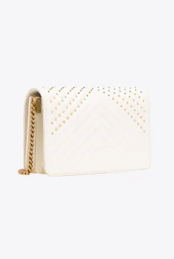 Sacs À Bandoulière|PINKO Classic Love Bag Click Chevron Studs Blanc+Blanc-Or Antique