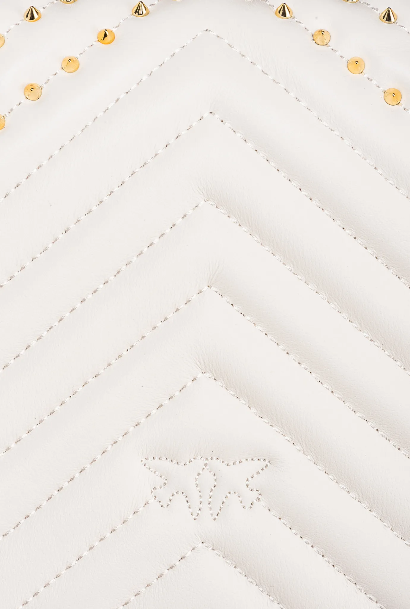 Sacs À Bandoulière|PINKO Classic Love Bag Click Chevron Studs Blanc+Blanc-Or Antique