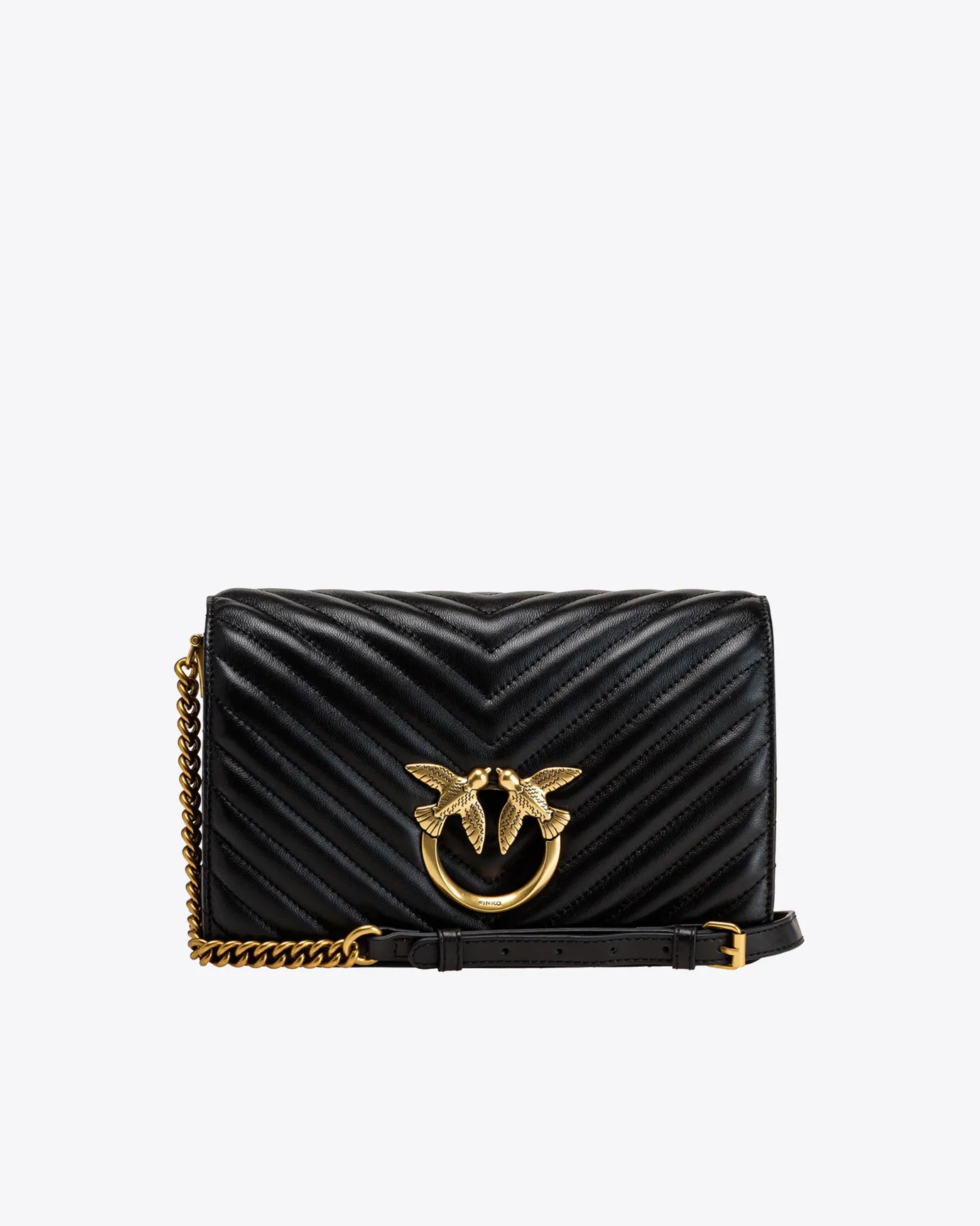 Sacs À Bandoulière|PINKO Classic Love Bag Click Chevron Noir-Vieil Or