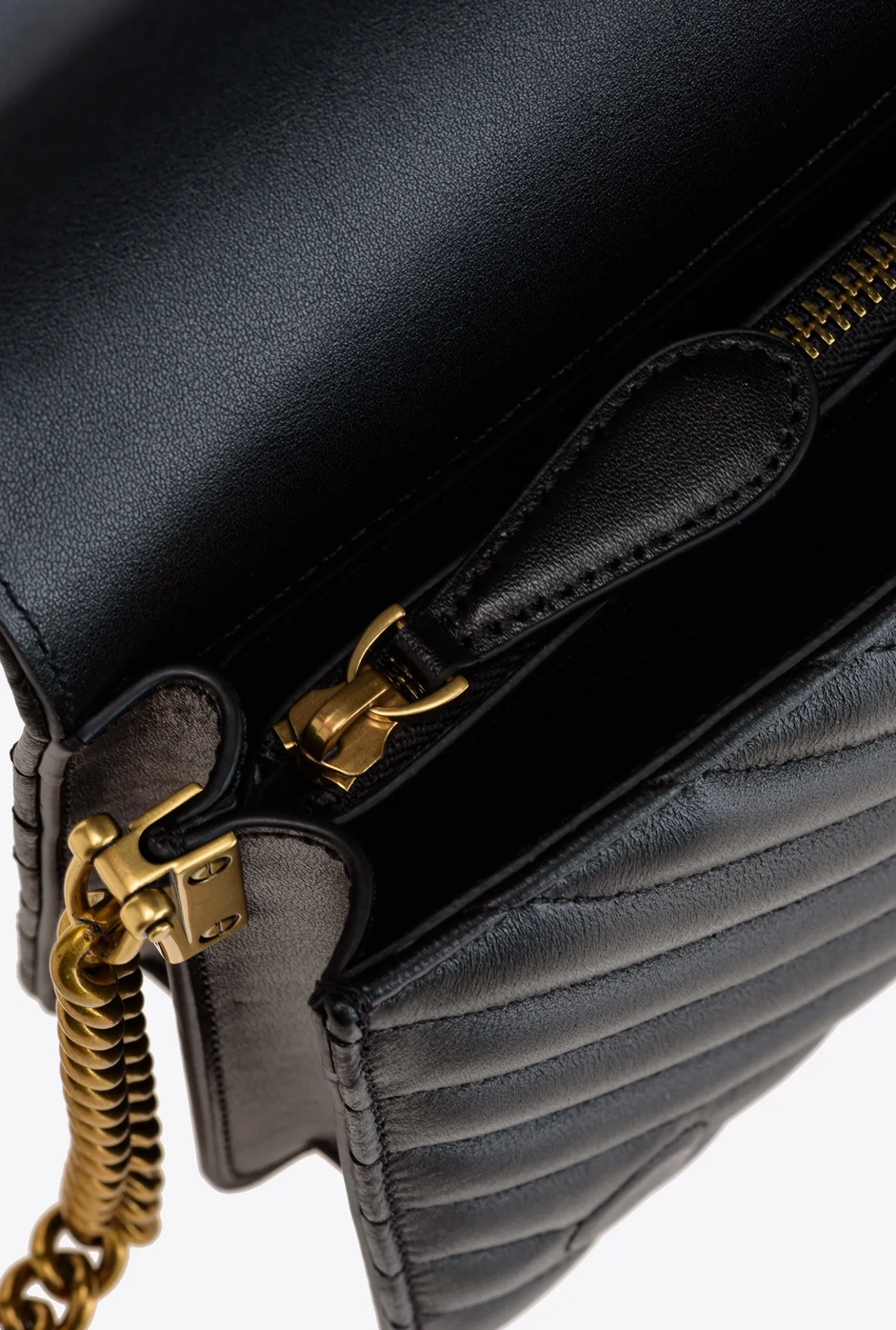 Sacs À Bandoulière|PINKO Classic Love Bag Click Chevron Noir-Vieil Or