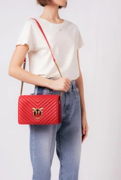 Sacs À Bandoulière|PINKO Classic Love Bag Click V Quilt Rouge-Or Antique