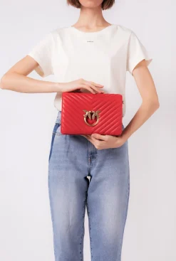 Sacs À Bandoulière|PINKO Classic Love Bag Click V Quilt Rouge-Or Antique