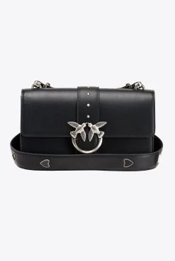 Sacs À Bandoulière|PINKO Classic Love Bag Icon A Bandoulière Jewel Noir-Vieil Argent