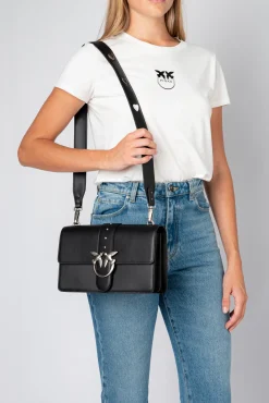 Sacs À Bandoulière|PINKO Classic Love Bag Icon A Bandoulière Jewel Noir-Vieil Argent