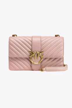 Sacs À Bandoulière|PINKO Classic Love Bag Icon Chevron Rose/Rose Poudre-Or Antique