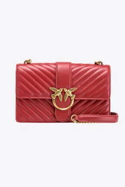 Sacs À Bandoulière|PINKO Classic Love Bag Icon Chevron Rouge Rubis-Or Antique