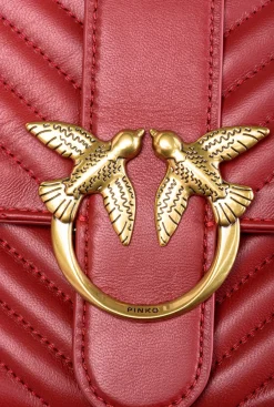 Sacs À Bandoulière|PINKO Classic Love Bag Icon Chevron Rouge Rubis-Or Antique