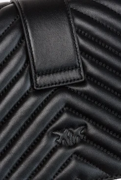 Sacs À Bandoulière|PINKO Classic Love Bag Icon Chevron Noir-Vieil Argent