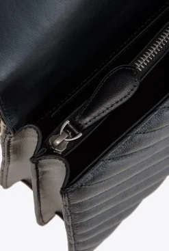 Sacs À Bandoulière|PINKO Classic Love Bag Icon Chevron Noir-Vieil Argent