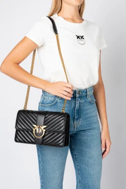 Sacs À Bandoulière|PINKO Classic Love Bag Icon Chevron Noir-Vieil Or