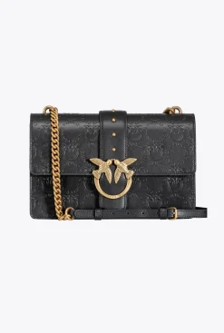 Sacs À Bandoulière|PINKO Classic Love Bag Icon New Monogram Noir-Vieil Or