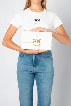 Sacs À Bandoulière|PINKO Classic Love Bag Icon Simply Blanc+Blanc-Or Antique
