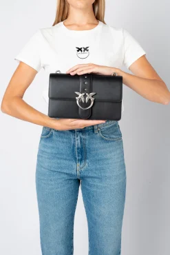 Sacs À Bandoulière|PINKO Classic Love Bag Icon Simply Noir-Vieil Argent