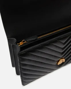 Sacs Portés Épaule|PINKO Classic Love Bag One Chevron Noir-Vieil Or
