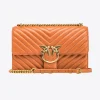 Sacs Portés Épaule|PINKO Classic Love Bag One Chevron Cognac-Or Antique