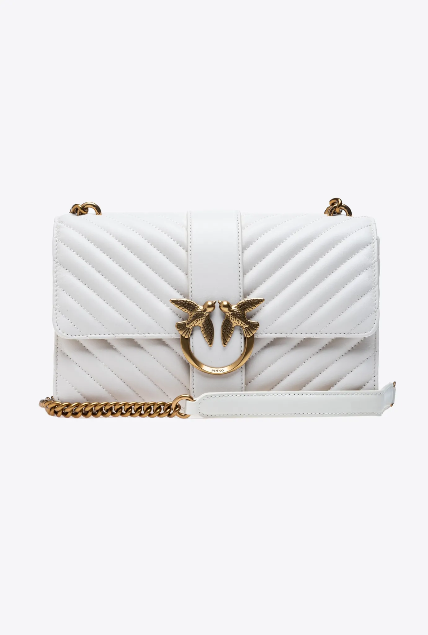 Sacs À Bandoulière|PINKO Classic Love Bag One Chevron Blanc+Blanc-Or Antique