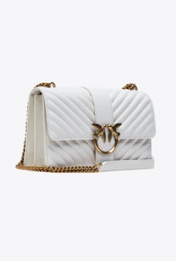 Sacs À Bandoulière|PINKO Classic Love Bag One Chevron Blanc+Blanc-Or Antique