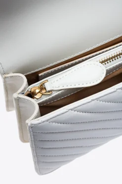 Sacs À Bandoulière|PINKO Classic Love Bag One Chevron Blanc+Blanc-Or Antique