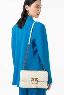 Sacs Portés Épaule|PINKO Classic Love Bag One Chevron Blanc+Blanc-Or Antique