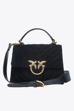 Sacs À Main|PINKO Classic Love Bag One Light Suede A Anse Superieure Noir-Vieil Or