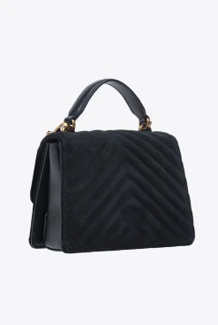 Sacs À Main|PINKO Classic Love Bag One Light Suede A Anse Superieure Noir-Vieil Or
