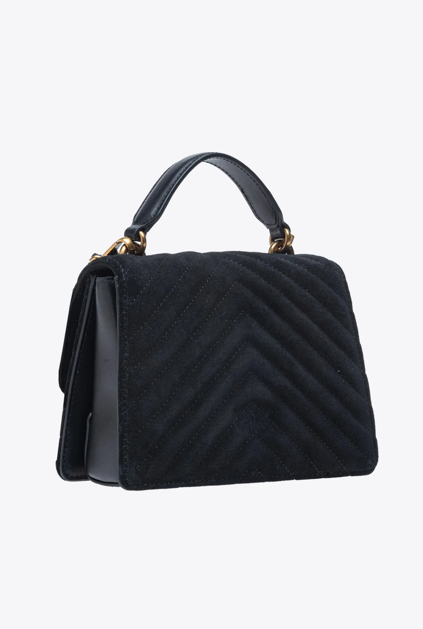Sacs À Main|PINKO Classic Love Bag One Light Suede A Anse Superieure Noir-Vieil Or
